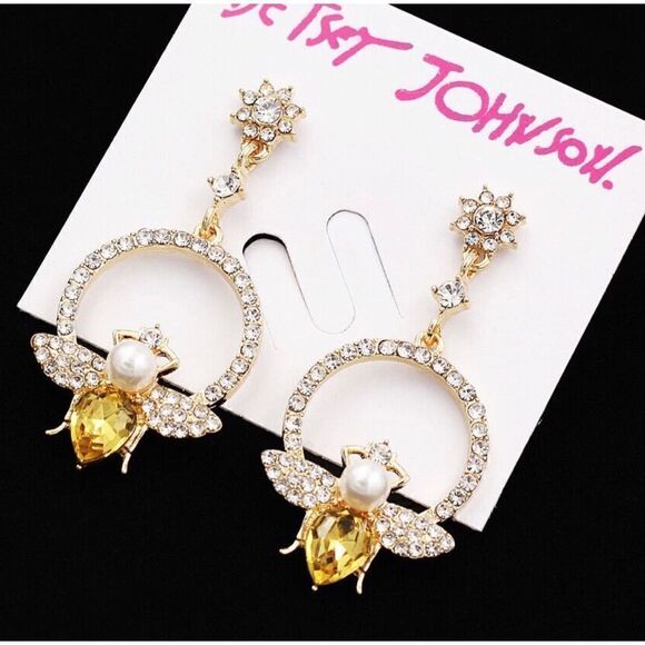🎉🎉HP 🎉🎉 Betsey Johnson unique honey bee earrings 🐝 - Picture 2 of 4